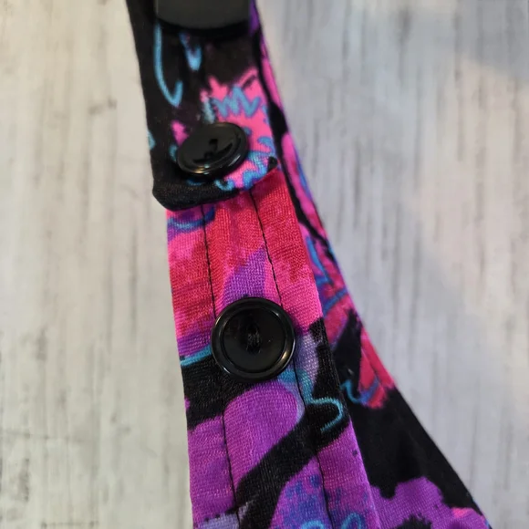 Maxine of Hollywood Black One-Piece with Pink & Purple Floral Print - Picture 7 of 8